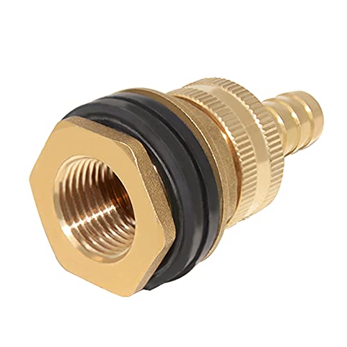 Joywayus Brass 1/2" Female x 3/4" GHT Male Water Tank Connector + 1/4" Barb x 3/4" GHT Female Swivel Garden Water Hose Pipe Connector - size: 1/4" Barb