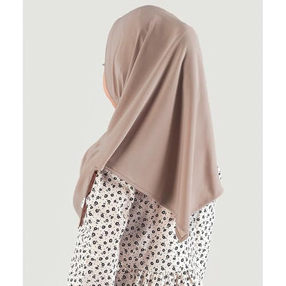 Modefa Islamic Girl Child Practical Amira Hijab Two Piece Muslim Scarf & Bonnet - Instant Easy Hijab - color: Mink Brown