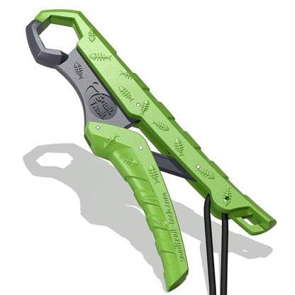 7.5'' Floating Fish Gripper, Fishing Grabber | Catfish Mouth Pliers, Caught Bass Holder, Fish Scale Hook Clamp, Saltwater Lip Grip Tool with Lanyard, Gifts for Men - color: Green-gray