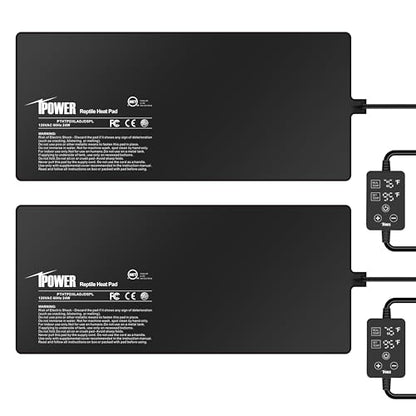 iPower 8 by 18 Inch 24W Reptile Heating Pad with Adjustable Thermostat, Under Tank Warmer Terrarium Heat Mat for Turtles/Snakes/Lizards/Frogs, 2 Pack - size: 8" x 18", style: 2 Pack Heat Pad - New