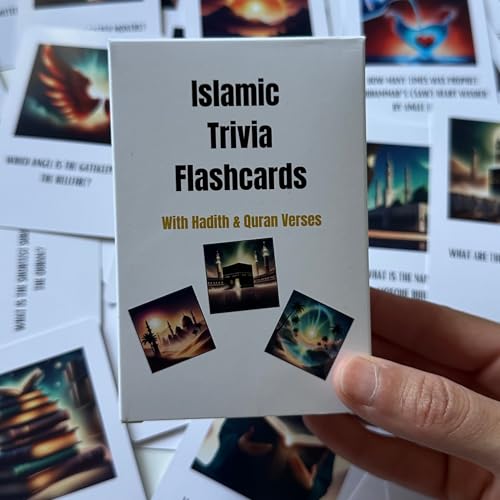 Deen Supplies Islamic Trivia Cards 100 Engaging Questions & Answers with Quranic and Hadith References | Perfect for Learning, Family Game Nights, and Islamic Gifts | All Ages, Minimalist Style