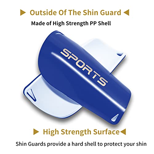 AIMISICAR Kids Youth Soccer Shin Guards with Sleeves for 3-15 Years Old - color: Blue, size: L ( 4'7" - 5'8" Tall )