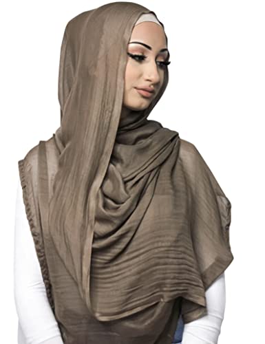 Txameru Women's Viscose Cotton Hijab Scarf - color: Khaki