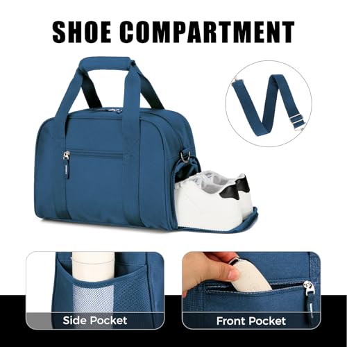 SeaRock 14 inch Small Gym Bag for Men & Women, Mini Duffle Bag with Shoe Compartment, Carry On Duffel Bag for Travel Sports, Navy Blue - color: Navy Blue