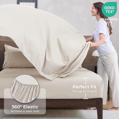 7-Piece Oversized Queen Comforter Set, Beige | Reversible, All-Season, Soft, 7 Piece Set, All-Season Reversible Bed in a Bag, Flat Sheet, Fitted Sheet, Pillowcases - color: Beige, size: Oversized Queen