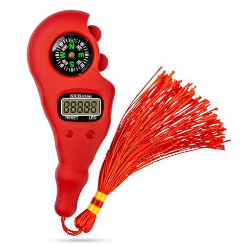 Digital Finger Tasbih with Compass & Night Light - Islamic Prayer Beads Counter, Finger Counter for Dhikr, Meditation, Relaxation, and Healing - color: Red