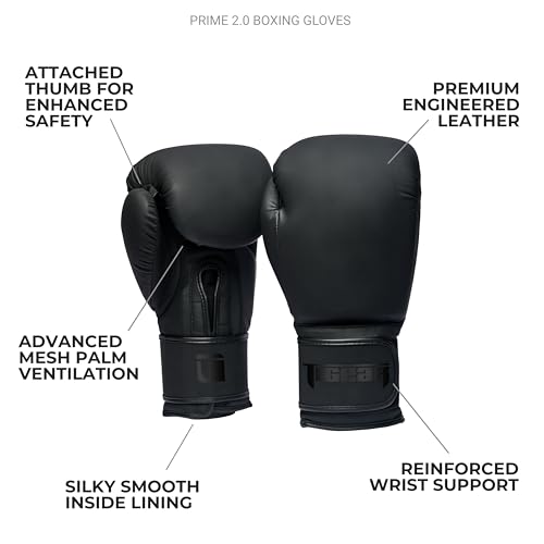 Tigear Prime 2.0 Pro Boxing Gloves – Training Boxing Gloves Men, Women, Kids, Adult, Kids, Durable Engineered Leather Gloves for Muay Thai, MMA, Kickboxing & Heavy Bag | 6 10 12 14 16 Oz - size: 6 oz