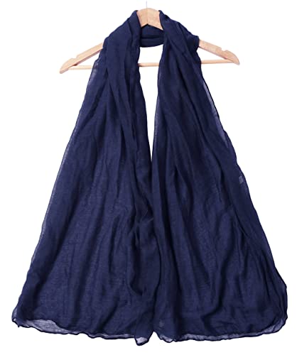 woogwin Women's Scarf Lady Light Soft Fashion Solid Shawl Wraps - color: Navyblue