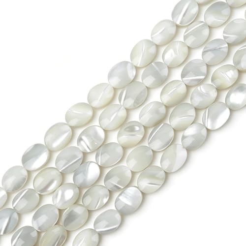 6x8mm Natural White Mother of Pearl Shell Oval Beads for Jewelry Making - color: 6x8mm Oval Shape