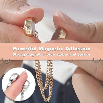 8 pcs Multi Functional Magnetic Clothes pegs, Round Magnetic Clothes pegs with Chains, Suitable for securing Shirts, T-Shirts, headscarves, Pants, and Skirts (4 Colors)