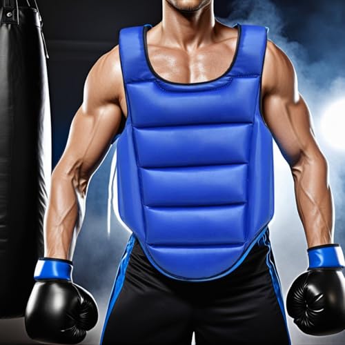 Boxing Body Protector, Reversible Chest Protector, Adjustable Taekwondo Sparring Gear, Sponge Boxing Training Equipment 160-180cm Equipment for Training Body Guard - color: Red & Blue