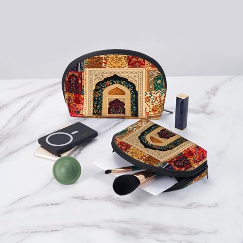 Ramadan Theme Showcases Vibrant Islamic 2-Piece Shell Makeup Bag Set, Large Capacity Travel Cosmetic Bag For Women With Zipper, Waterproof Polyester Toiletry Organizer Pouch For Purse, Travel - color: Ramadan Theme Showcases Vibrant Islamic