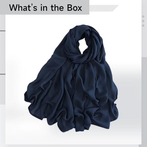 Modal Hijab Scarf for Women, 27.6 x 70.9 in (70 x 180 cm), Dark Blue, Soft Lightweight Head Scarf, Fashionable Shawl for All Seasons, Any Occasion