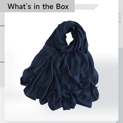 Modal Hijab Scarf for Women, 27.6 x 70.9 in (70 x 180 cm), Dark Blue, Soft Lightweight Head Scarf, Fashionable Shawl for All Seasons, Any Occasion
