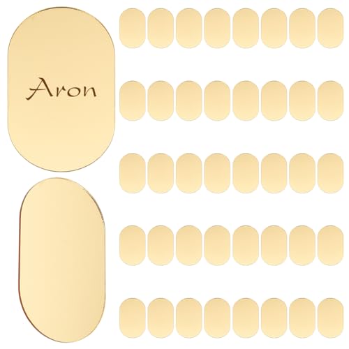INFUNLY 40PCS Mirror Gold Acrylic Place Cards Oval Luxury Name Place Sign 3.9X2.4" DIY Table Seating Cards Wedding Table Placements for Table Decor Birthday Centerpiece Party Anniversary Event - style: Oval