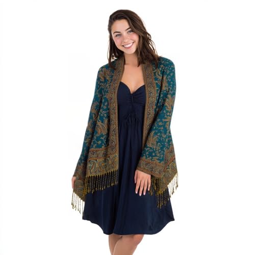 TUSHUSTY Pashmina Feel Shawls Wraps Rave Scarf for Women Soft Silky Reversible Men Scarves Hijab - color: Dark Green