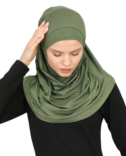 Prien Chic Ready To Wear Hijab For Women, Muslim Long Turban Undercap Set, Instant Scarf, Prayer Clothes For Girls, Abaya - color: Khaki