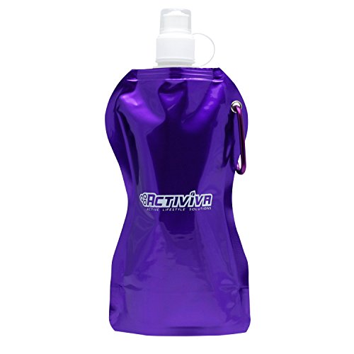 USA Merchant | Collapsible Reusable Water Bottle with Carabiner Clip Light Weight Leak Proof Foldable Drinking Water Bottle Non Toxic BPA Free - 16.9 oz 4 Pack (Pink, Purple, Red, Clear) - color: Pink,Purple,Red,Clear