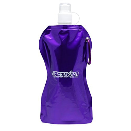 USA Merchant | Collapsible Reusable Water Bottle with Carabiner Clip Light Weight Leak Proof Foldable Drinking Water Bottle Non Toxic BPA Free - 16.9 oz 4 Pack (Pink, Purple, Red, Clear) - color: Pink,Purple,Red,Clear