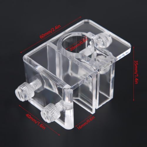 20mm Acrylic Aquarium Hose Clip Holder – Adjustable Pipe Clamp for 12-16mm Tubes, Leak-Proof Fish Tank Mount with Screws