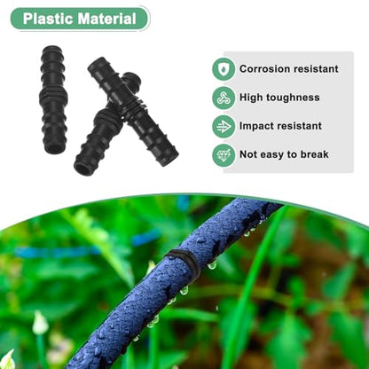 M METERXITY 10-Pack Drip Irrigation Barbed Fittings, for 15mm Tubing Connector Plastic Coupling Irrigation Parts for Garden/Greenhouse/Aquarium/Flower Pot, Drip Pipe Accessories - style: 2-Way