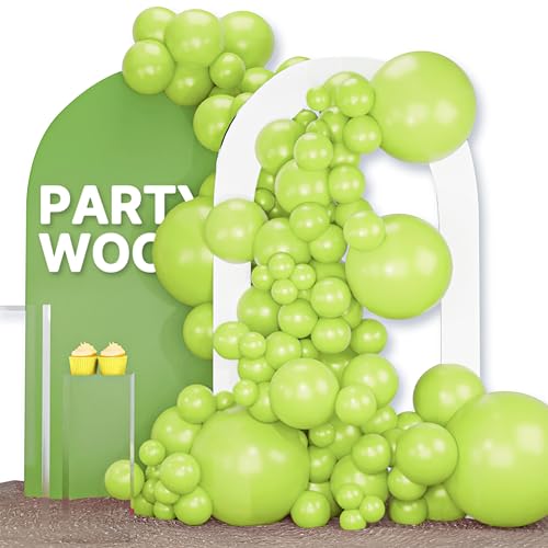 PartyWoo Lime Green Balloons 120pcs Different Sizes of 18 12 10 5 Inch Light Green Latex Balloon Arch Kit Garland for Wedding Birthday Dinosaur Jungle Golf Football Theme Party Decorations Green-Y6 - color: Green-y6