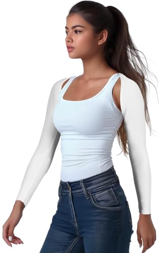 OutdoorEssentials Arm Sleeves for Women - Golf UV Shawl with Sleeves - Workout Shrug Bolero - Arm Tights for Sun Protection - color: White, size: Small