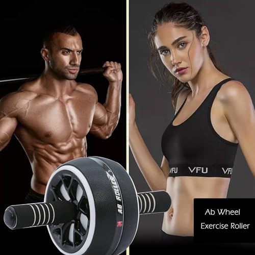 AB Wheel Roller, Exercise Abdominal Wheel Fitness for Gym & Home, Work-out Strength-Training Equipment with Knee Pad - color: Black