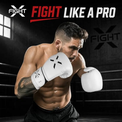 Professional Boxing Gloves Men Women – Pro Training Sparring Gloves, Heavy Bag, MMA Kickboxing Muay Thai Gloves – Hook & Loop with Wrist Support - color: White/Black, size: 10oz