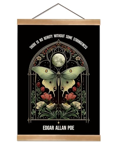 ZTGDA Gothic Butterfly Moon Wall Art Decor,Edgar Allan Poe Wall Painting Abstract Poster with Solid Wood Frame, Gothic Wall Decor,Butterflys Floral Poster for Bedroom, Office (Butterfly) - color: Butterfly