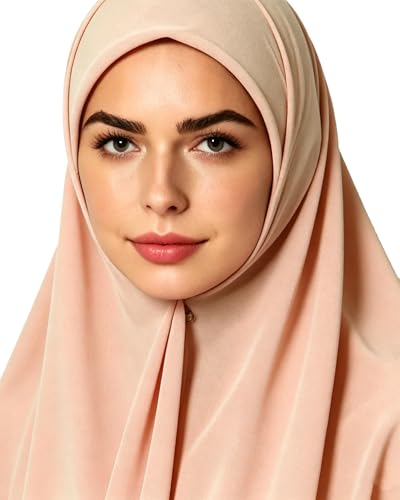 Lina & Lily Premium Chiffon Hijab Head Scarf Shawl Wrap for Muslim Women Square 58'' x 58'' - color: Peach