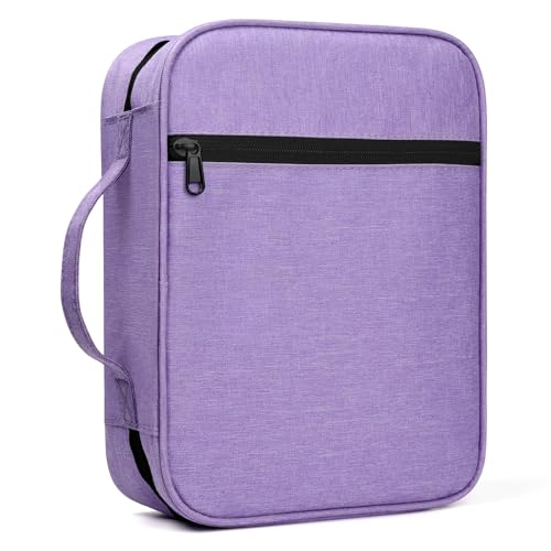 GERMUN Bible Cover with Durable Handle, Carrying Book Case Church Bag Bible, Protective with Zippered Pocket, Bible Study Accessories Supplies, Book Protector for Book Lovers, Purple - color: Purple