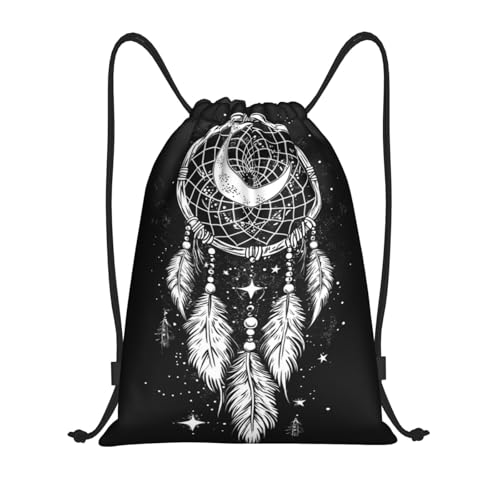 Intricate Dreamcatcher with Crescent Moon Drawstring Bags Reusable Polyester Durable Lightweight Storage Bags for Travel Gym Promotional Events Daily Organization