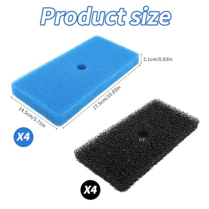 4 Sets Pond Filter Pads, Coarse and Fine Sponge Pond Filter Media Compatible with 52231 and 52229 Box for Outdoor Aquariums Fountains