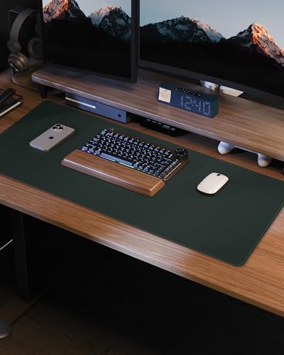 Leather Desk Pad Protector, Green Office Mat, Non-Slip PU Leather Blotter, Laptop Desk Pad, Waterproof Writing Pad (Dark Green, 31.5" x 15.7") - color: Dark Green, size: 31.5" x 15.7"