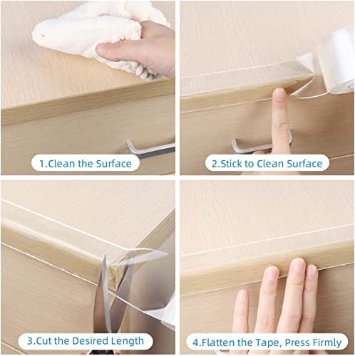 Clear Edge Protector Strip,1 Pack x 1.18in x 16.4FT | 2mm thick，Sharp Edge Wrap Cover Tape, Self Adhesive Protective Bumper Guards for Cabinet Door Desk Bed Furniture Waterproof - size: 1 Pack x 1.18in x 16.4FT