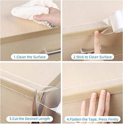 Clear Edge Protector Strip,1 Pack x 1.18in x 16.4FT | 2mm thick，Sharp Edge Wrap Cover Tape, Self Adhesive Protective Bumper Guards for Cabinet Door Desk Bed Furniture Waterproof - size: 1 Pack x 1.18in x 16.4FT