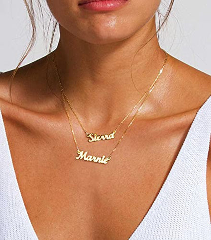 DayOfShe Custom Name Necklace for Women Gifts, 18K Gold Plated Layered Names Necklace Personalized Gifts for Birthday - color: Two Names-Layered