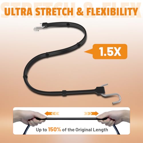 HOXWELL Adjustable 31" Rubber Bungee Cords with Hooks, EPDM Bungee Cord with 150% Max Stretch, Heavy Duty Bungee Straps for Securing Tarps, Canvases, Cargo, Motorcycle, Weatherproof, Pack of 10 - size: Adjustable 31 inch (Pack of 10)