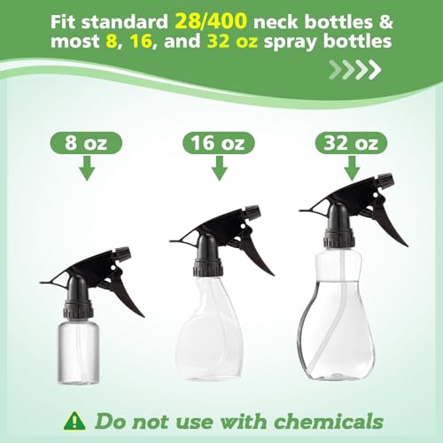 6pcs Spray Bottle Replacement Nozzle- Reusable Heavy Duty Mist Spray & Stream Sprayer Replacement Tops Fit Standard 28/400 Neck 32oz, 16oz, 8oz Bottles for Home Office Cleaning Household Gifts, Black - color: Black
