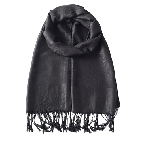 TUSHUSTY Pashmina Feel Rave Scarf Shawl Wrap for Women Men - color: Black Gray