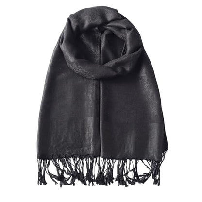 TUSHUSTY Pashmina Feel Rave Scarf Shawl Wrap for Women Men - color: Black Gray