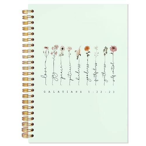YTRGI Green Christian Journaling Notebook, Galatians 5:22-23 Bible Notebooks for Note Taking, Scripture Journals for Writing, Prayer Journal for Woman, Religious Spiral Notebook 5.5x8.3 Inch - color: 29:11