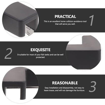 6pcs Black Silicone Corner Protectors Anti-Collision Guard for Fish Tank and Pet Carrier Edges, Medium Size Soft Safety Bumpers for Aquarium and Furniture Edge Protection