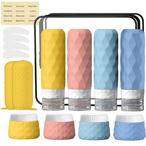 Silevoler 16Pack Travel Bottles for Toiletries, Bottles, Jars, and Covers - color: Bright
