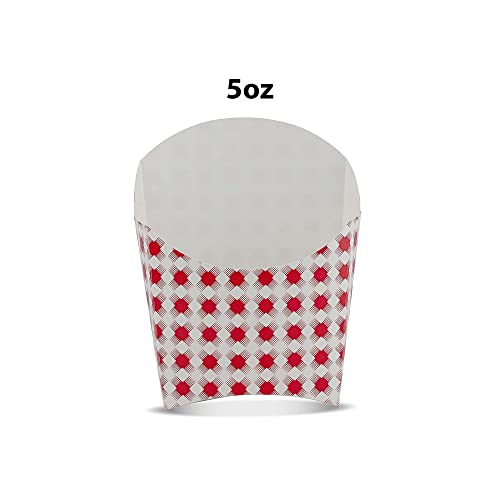 MT Products 5 oz Plaid French Fry Cups - 50 Pack - Disposable Checkered Charcuterie Cups & Fry Boxes - Grease Resistant Paper Snack Holders for Parties - Made in USA