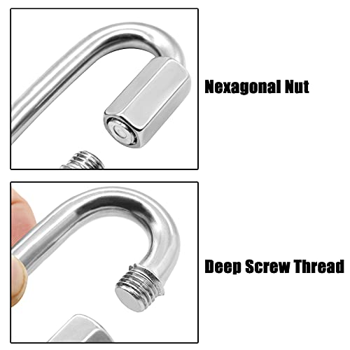 Anvin 2 Pack Quick Link M8 5/16 Inch Heavy Duty Carabiner D Shape Chain Links 1500LB Capacity Repair Utility Links Safety Chain Connector for Camping Outdoor Equipment Locking Hammocks Harness Leash - style: Oval, 3 Inch, 2 Pack