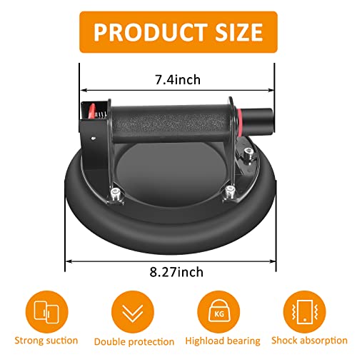2Pack Vacuum Suction Cups Heavy Duty Hand-held Glass Lifter 550LBS Load Capacity Powerful Industrial Glass Sucker for Window Tile Carry Replacement, Black, 003