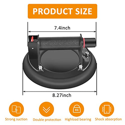 2Pack Vacuum Suction Cups Heavy Duty Hand-held Glass Lifter 550LBS Load Capacity Powerful Industrial Glass Sucker for Window Tile Carry Replacement, Black, 003
