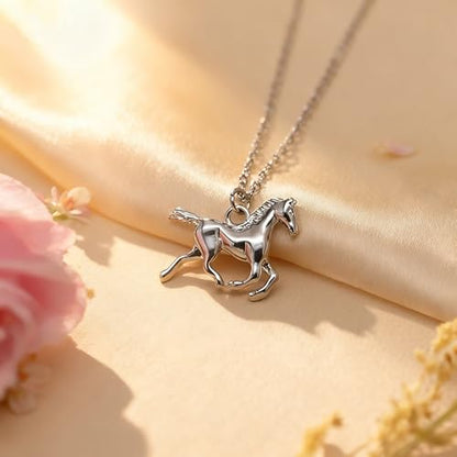 Dainty Silver Necklace for Women - Ankh Jesus Horse Celtic Cross Necklace for Women, Dainty Charm Spider Christian Gifts for Friends Sister Mom, Birthday, Christmas, Mother's Day, Graduation Gifts - style: Horse